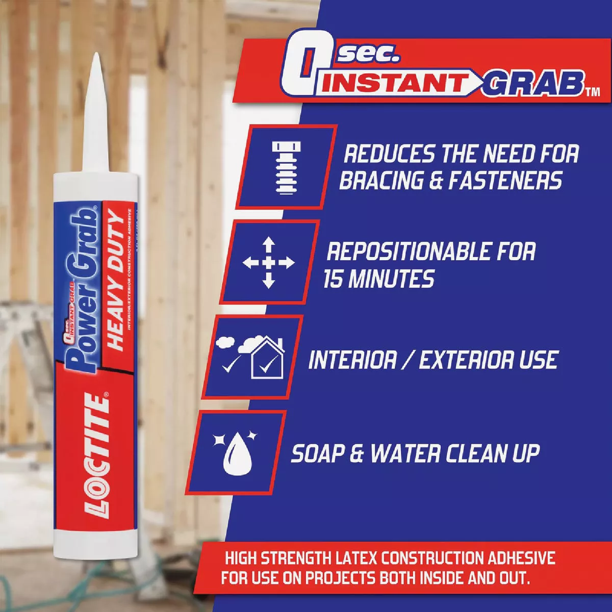 LOCTITE Power Grab Express 9 Oz. Heavy Duty Construction Adhesive - photo 5