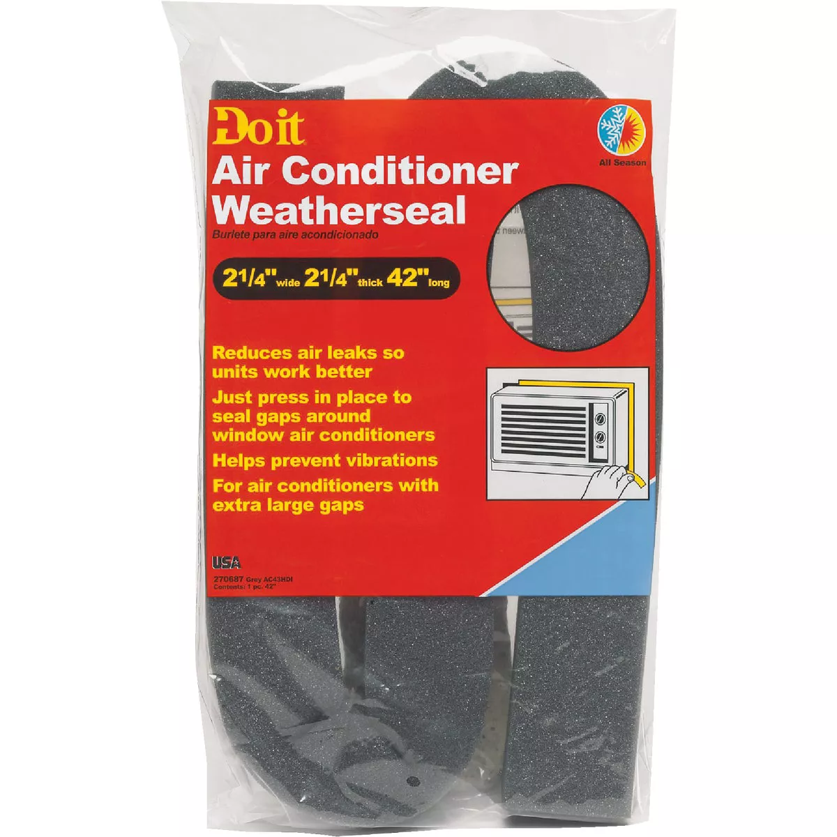 Do it 42 In. x 2-1/4 In. x 2-1/4 In. Air Conditioning Weatherstrip - photo 2