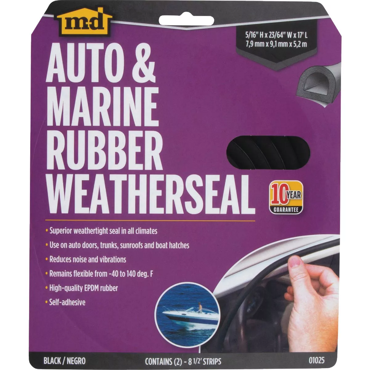 M-D Building Products 17 Ft. Black Small Rubber Auto & Marine Weatherseal for All Climates - photo 2