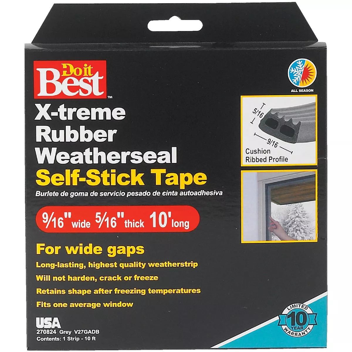 Do it Best 9/16 In. x 10 Ft. Gray Wide Weatherseal Tape - photo 2