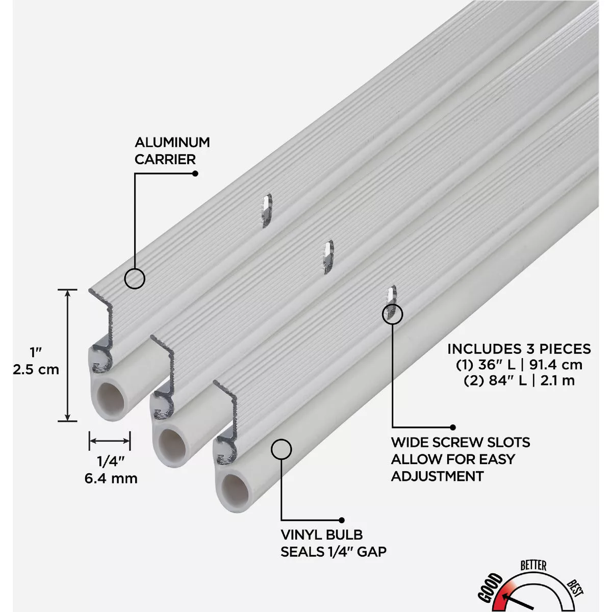 M-D Building Products White Aluminum and Vinyl Screw-on Top and Sides Door Seal Kit - photo 5