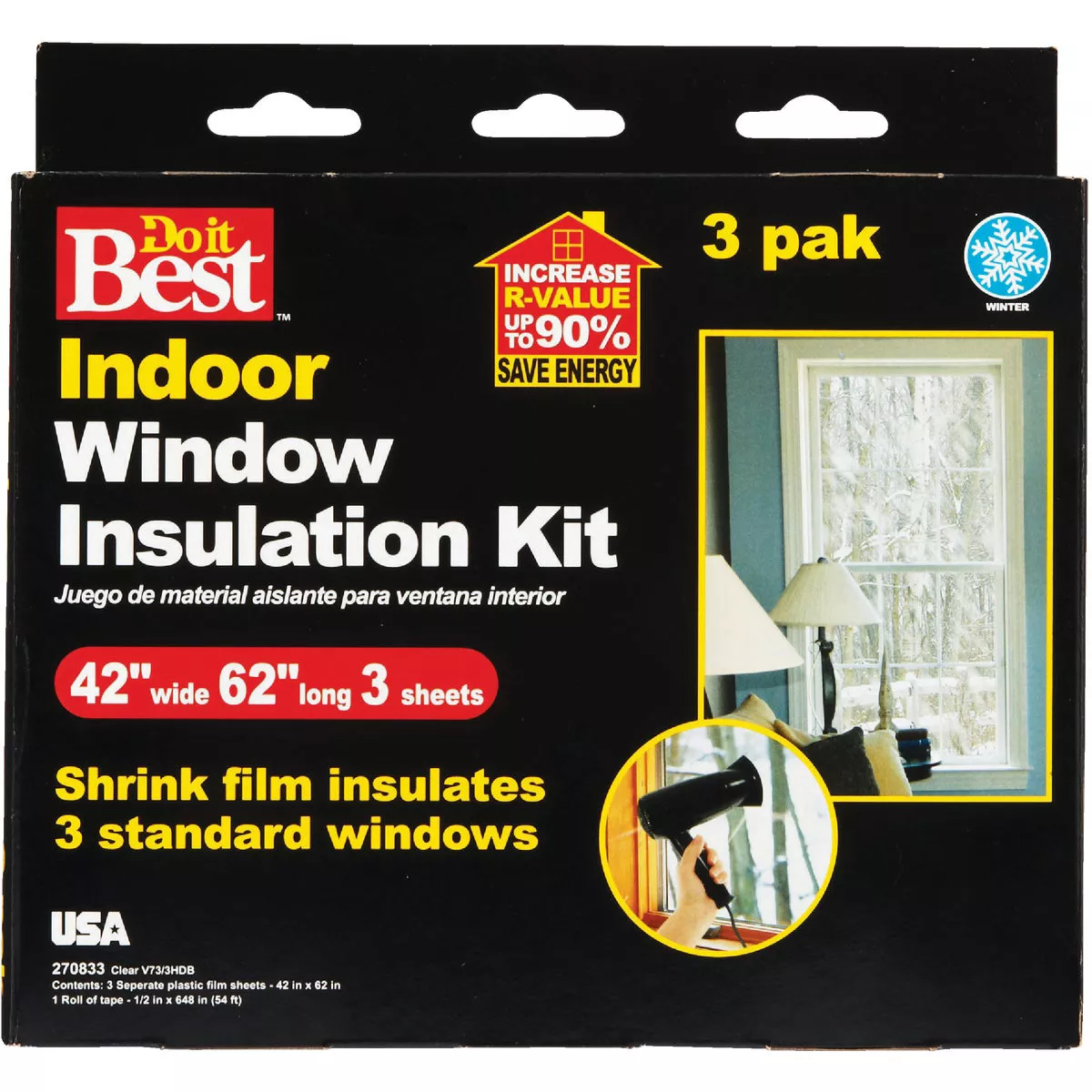 Do it Best 42 In. x 62 In. Indoor Shrink Film Window Kit (3-Pack) - photo 2