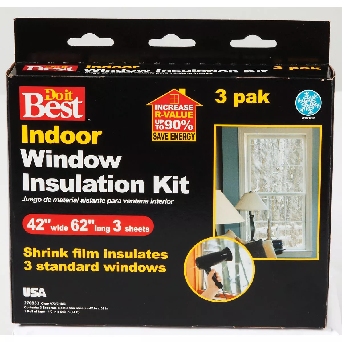 Do it Best 42 In. x 62 In. Indoor Shrink Film Window Kit (3-Pack) - photo 3