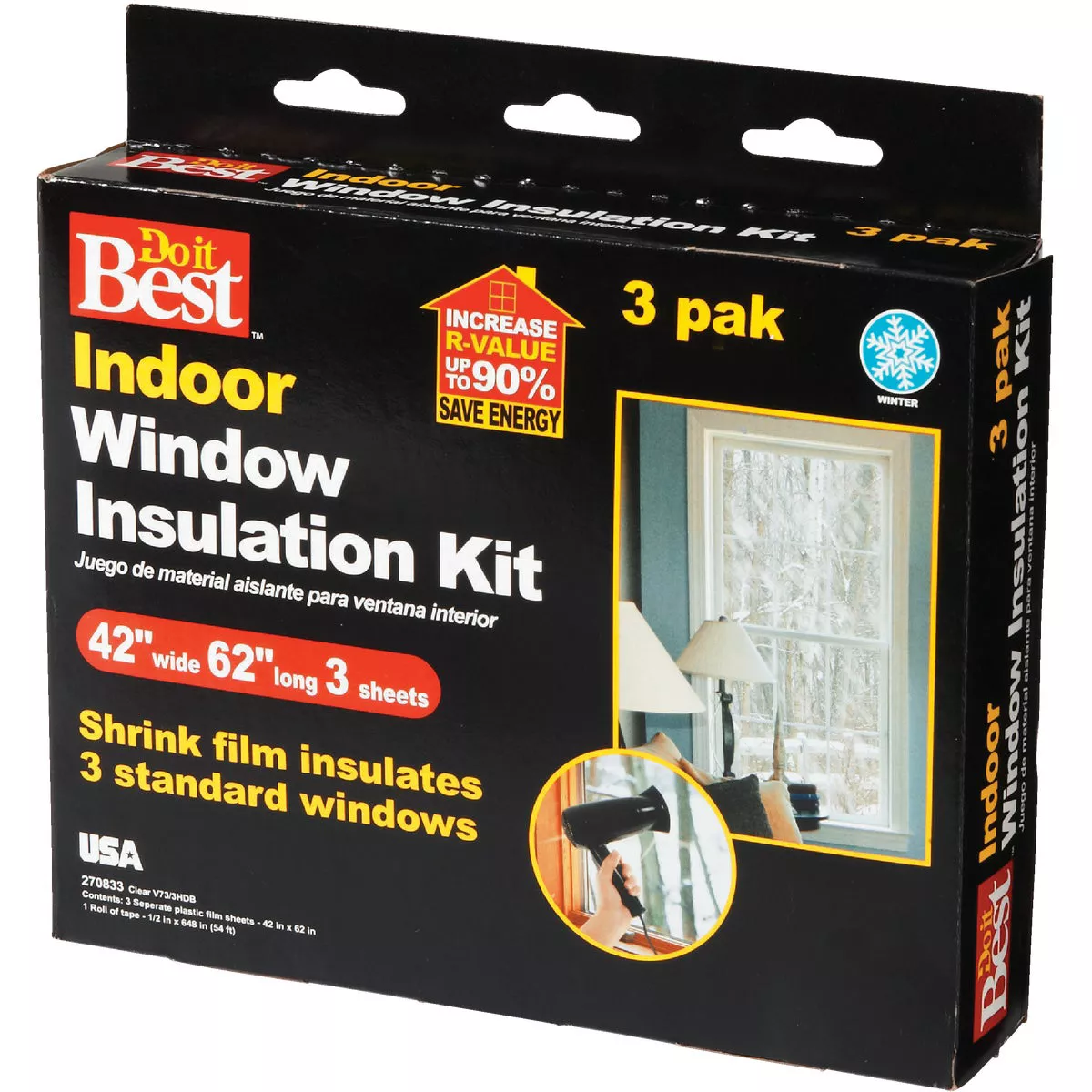 Do it Best 42 In. x 62 In. Indoor Shrink Film Window Kit (3-Pack) - photo 4