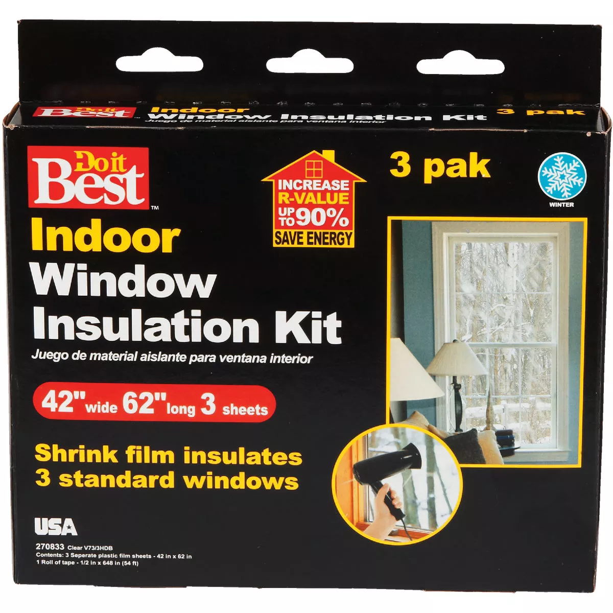 Do it Best 42 In. x 62 In. Indoor Shrink Film Window Kit (3-Pack) - photo 5
