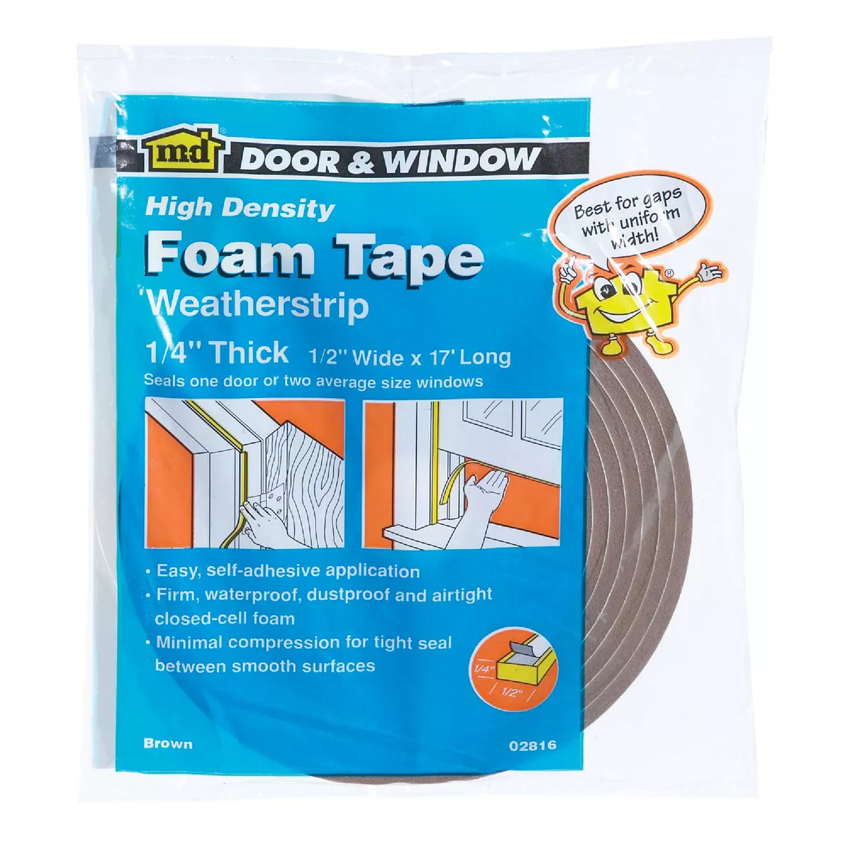 M-D Building Products 1/2 In. W x 1/4 In. H x 17 Ft. L Brown Foam Window Seal for Medium Gaps