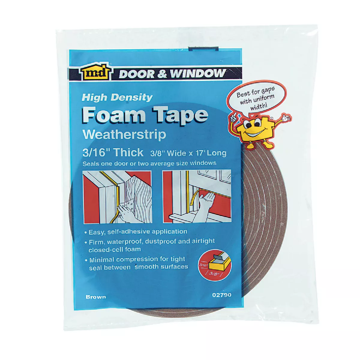 M-D Building Products 3/8 In. W x 3/16 In. H x 17 Ft. L Brown Foam Window Seal for Small Gaps