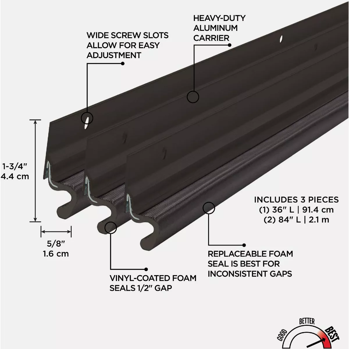 M-D Building Products Bronze Aluminum and Vinyl-coated Foam Heavy-duty Screw-on Top and Sides Door Seal Kit - photo 4