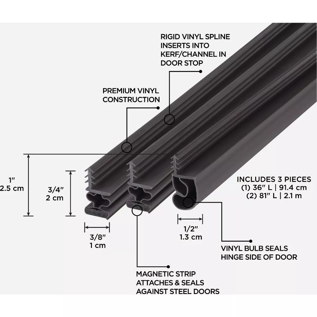 M-D Building Products 81 In. Brown Vinyl with Magnetic Strip Top and Sides Door Seal Kit for Steel Doors - photo 4