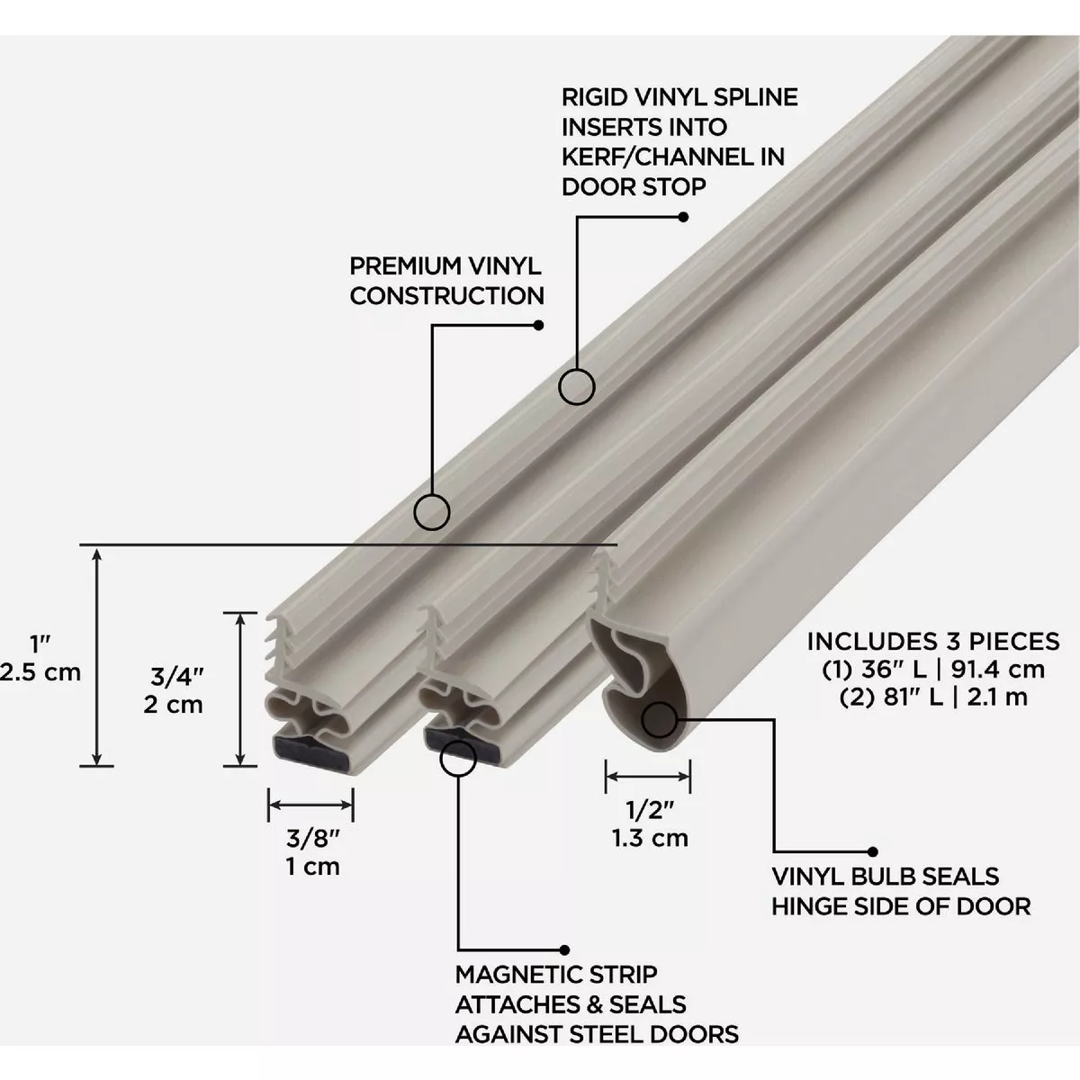 M-D Building Products 81 In. Beige Vinyl with Magnetic Strip Top and Sides Door Seal Kit for Steel Doors - photo 4