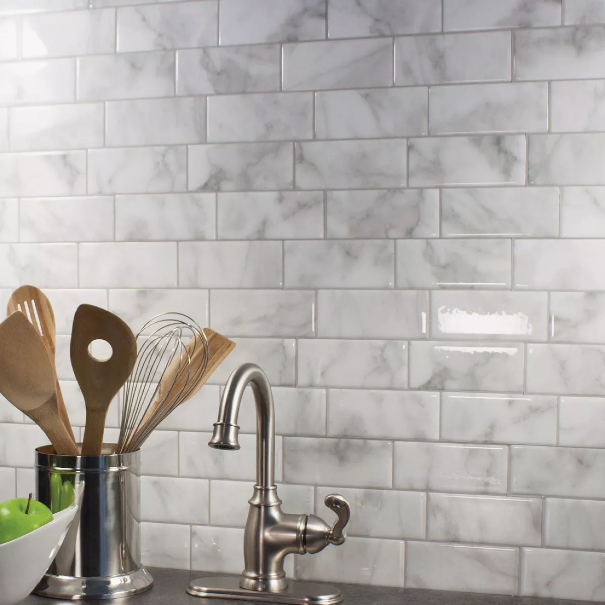 Smart Tiles Approx. 9 In. x 11 In.. Glass-Like Vinyl Backsplash Peel & Stick, Metro Carrera Mosaic (4-Pack) - photo 2
