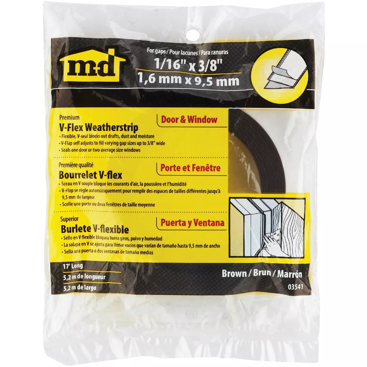 M-D Building Products 17 Ft. Brown V-Flex Weatherseal - photo 2