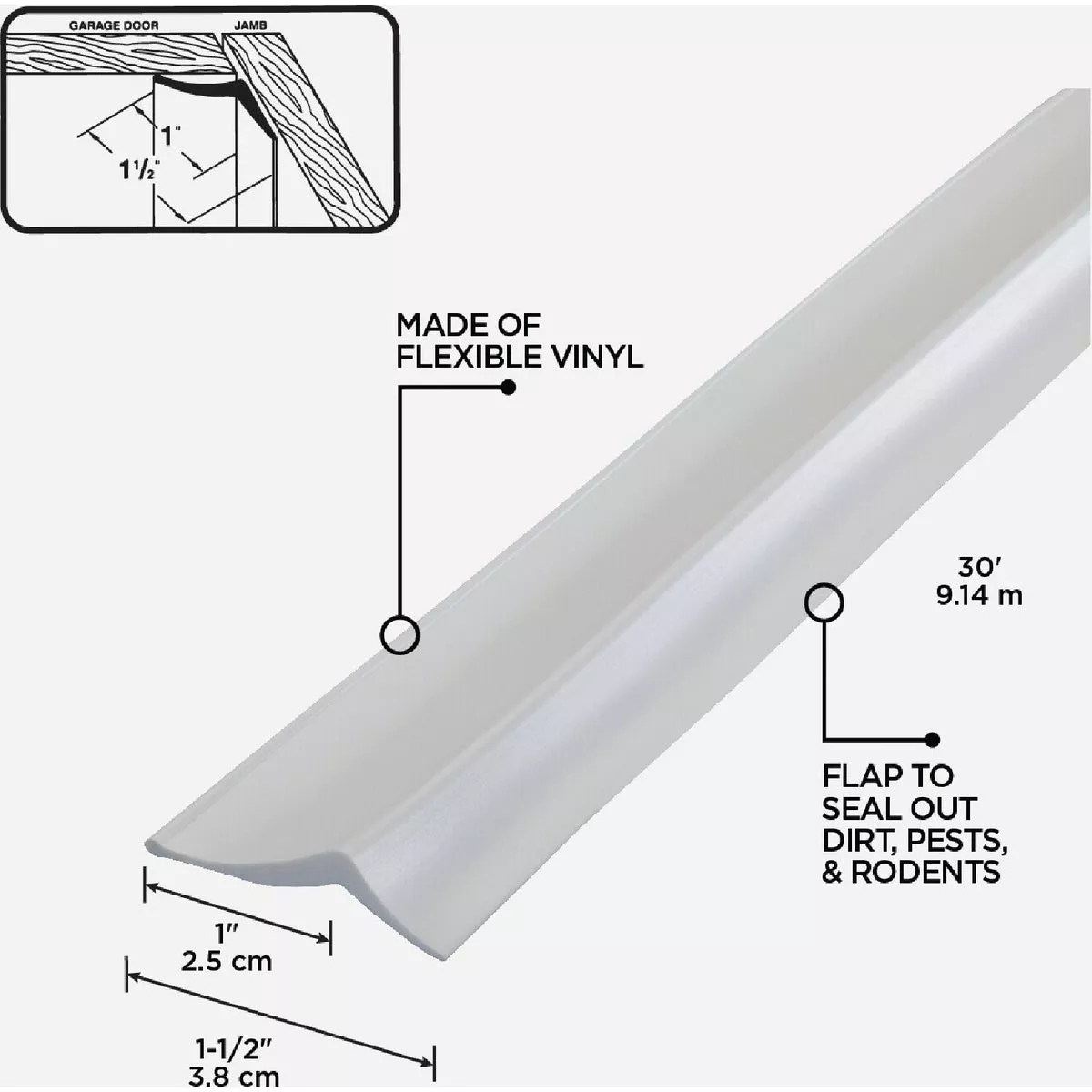 M-D Building Products 30 Ft. White Vinyl Garage Door Top and Sides Seal - photo 5