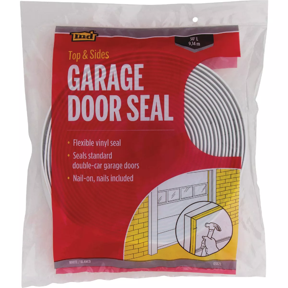 M-D Building Products 30 Ft. White Vinyl Garage Door Top and Sides Seal - photo 2