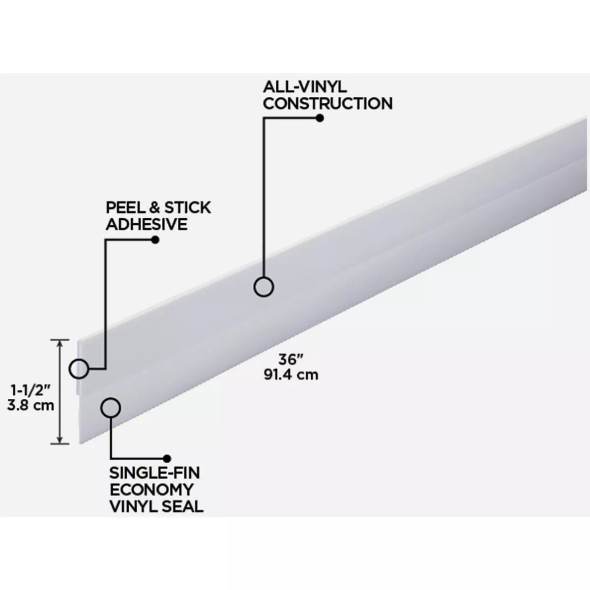 M-D Building Products 0.125 In. 36 In. White Door Sweep - photo 4