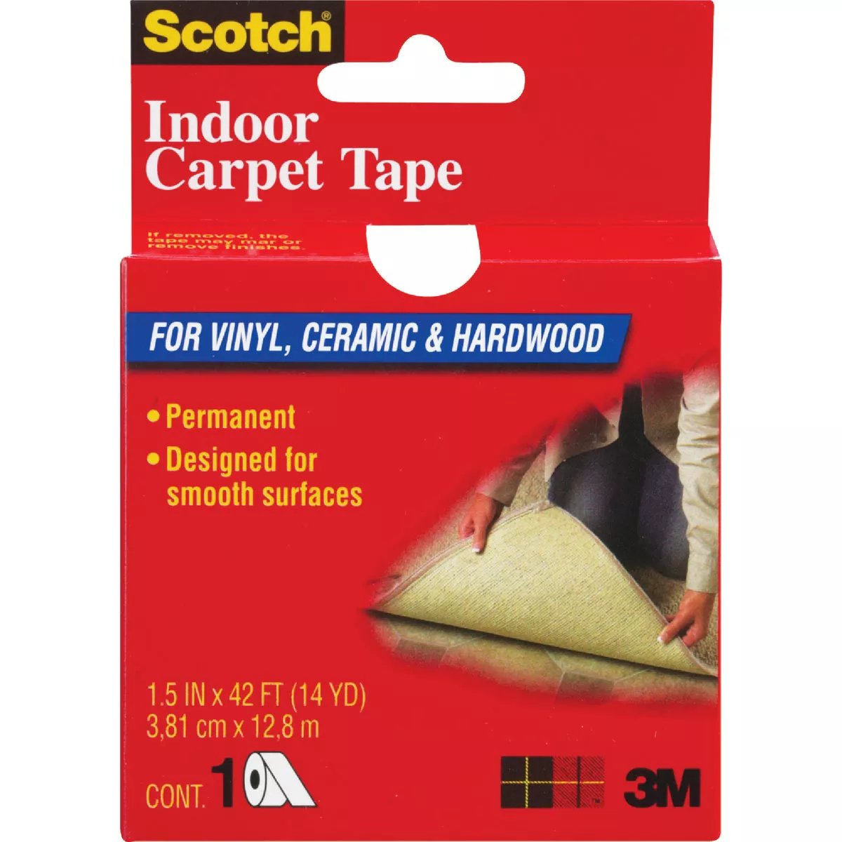 Scotch Indoor 1.5 In. x 42 Ft. (38.1 mm x 12.8m) Carpet Tape