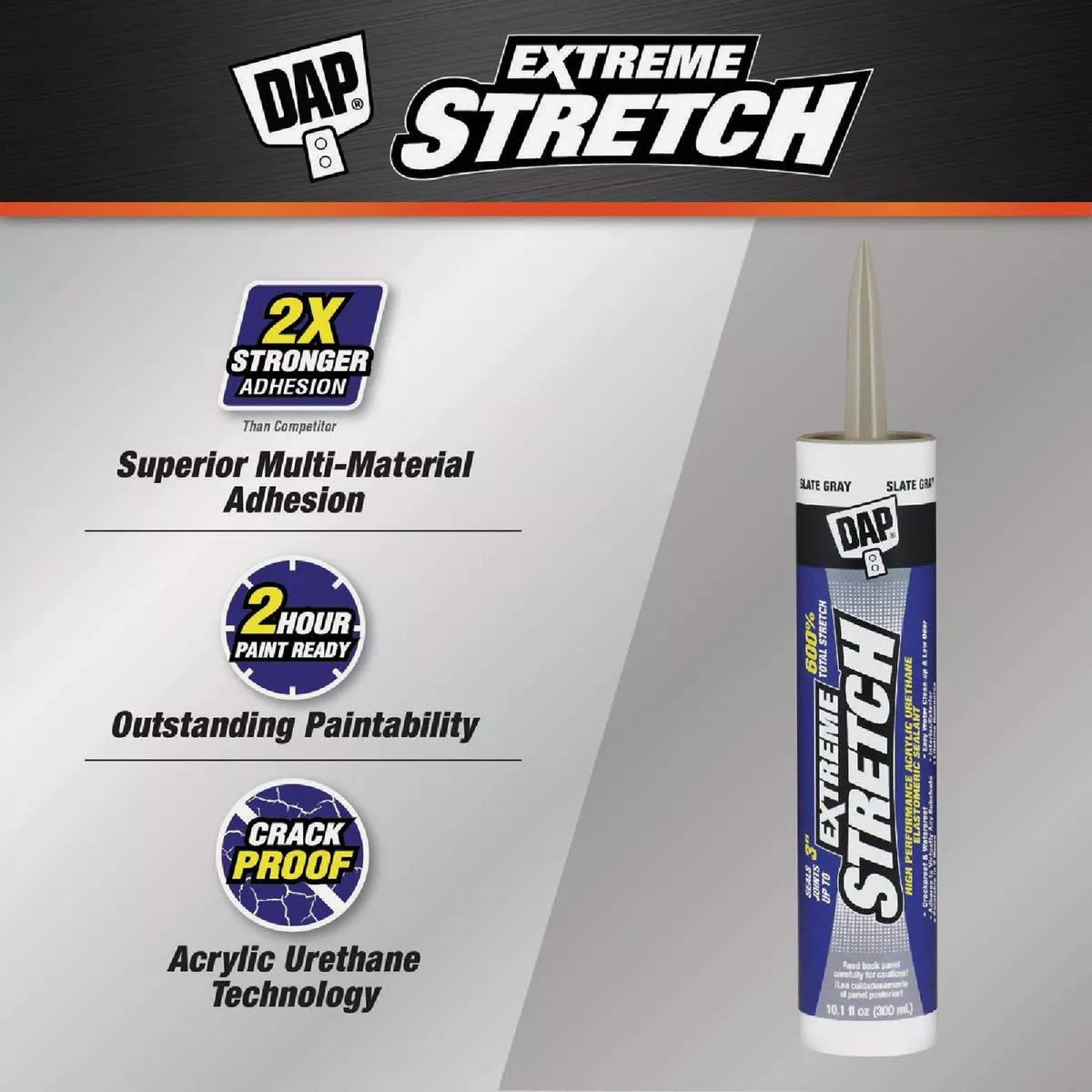 Dap Extreme Stretch 10.1 Oz. Slate Gray Acrylic Urethane Premium Elastomeric Sealant - photo 2