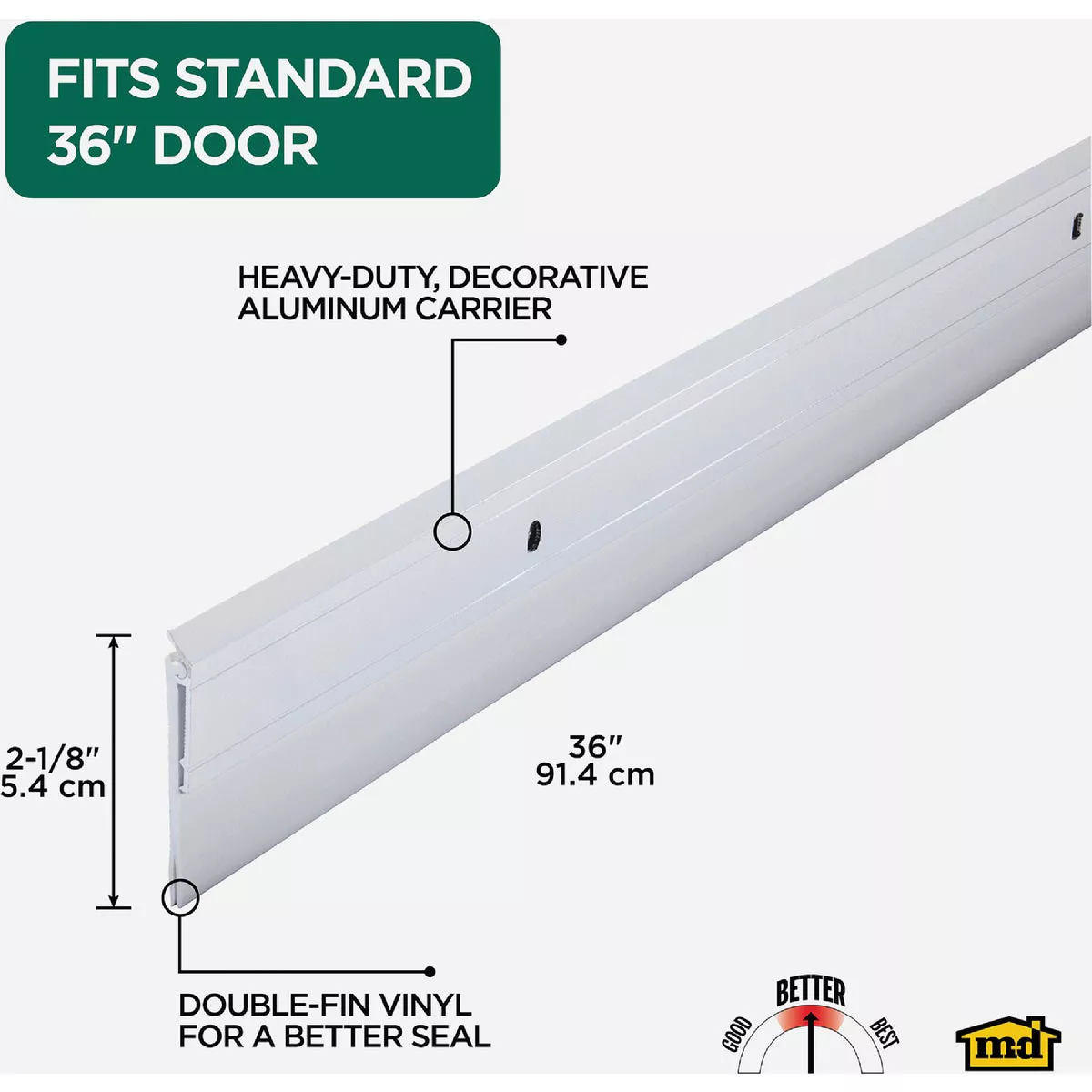 M-D Building Products 0.25 In. 36 In. White Door Sweep - photo 5