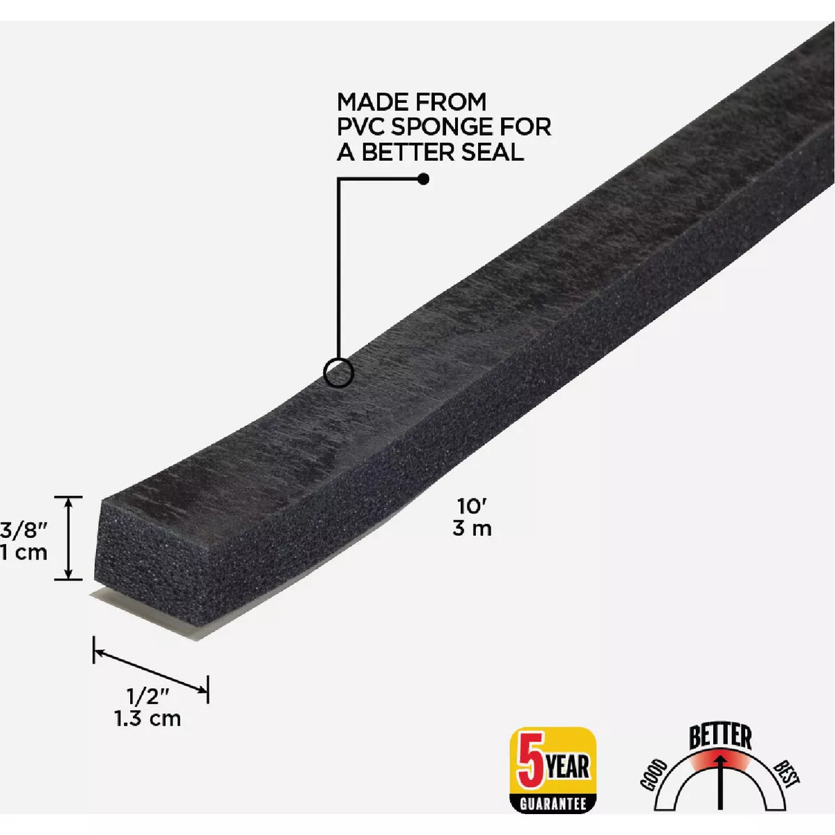 M-D Building Products 3/8 In. x 1/2 In. x 10 Ft. Black Sponge Window Seal for Large Gaps - photo 5