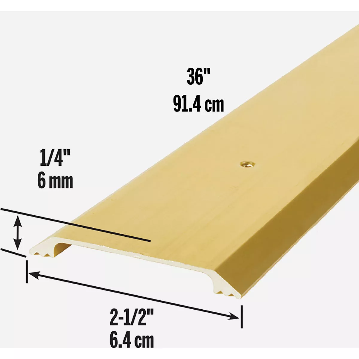 M-D Building Products 2-1/2 In. x 1/4 In. x 36 In. Gold Aluminum Flat Profile Threshold for Interior Doorways - photo 4