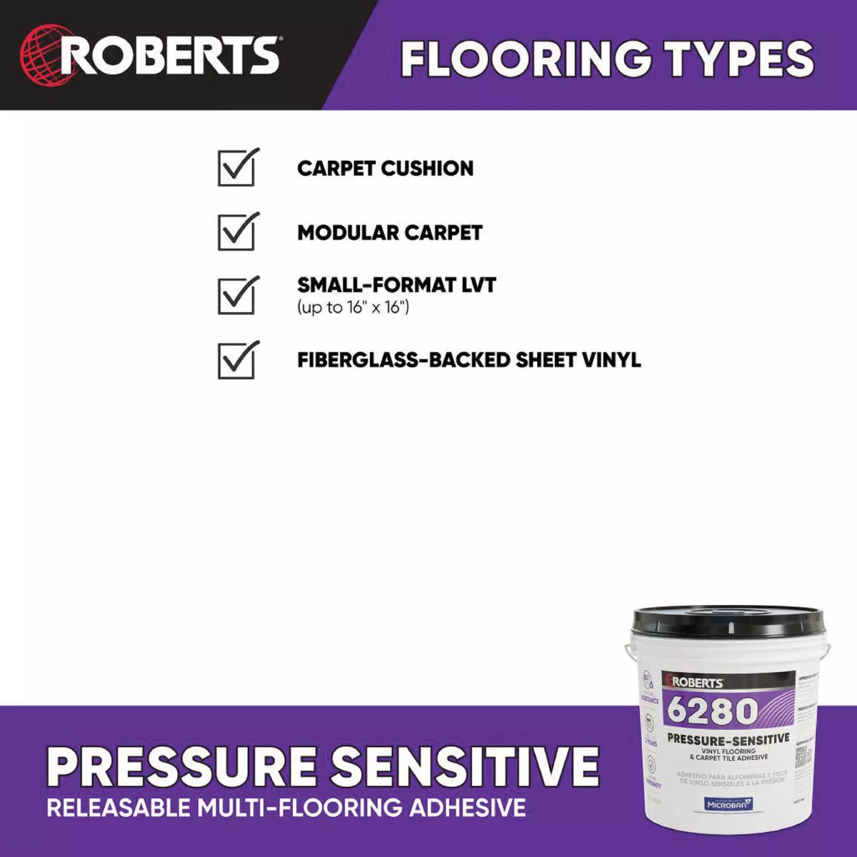 Roberts 6280 Pressure Sensitive Floor Adhesive, 4 Gal. - photo 2