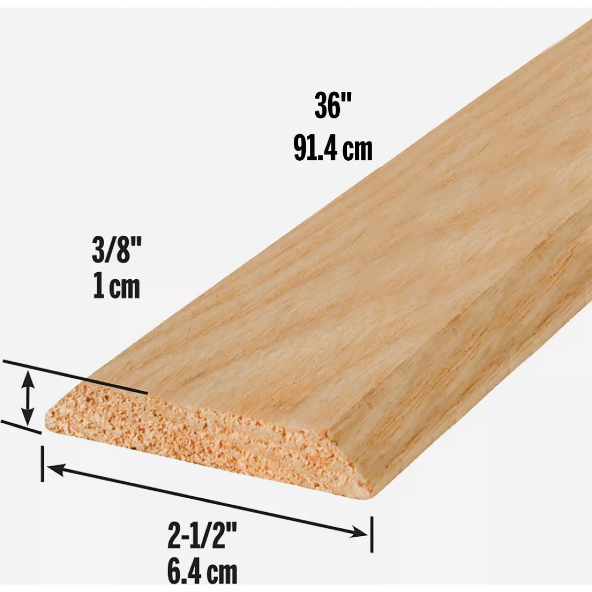 M-D Building Products 2-1/2 In. x 3/8 In. x 36 In. Natural Hardwood Flat-Profile Threshold for Doorways - photo 3