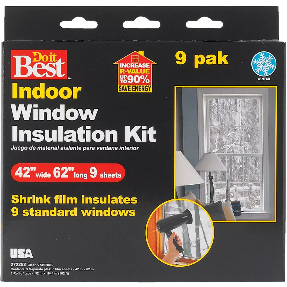 Do it Best 42 In. x 62 In. Indoor Shrink Film Window Kit (9-Pack)