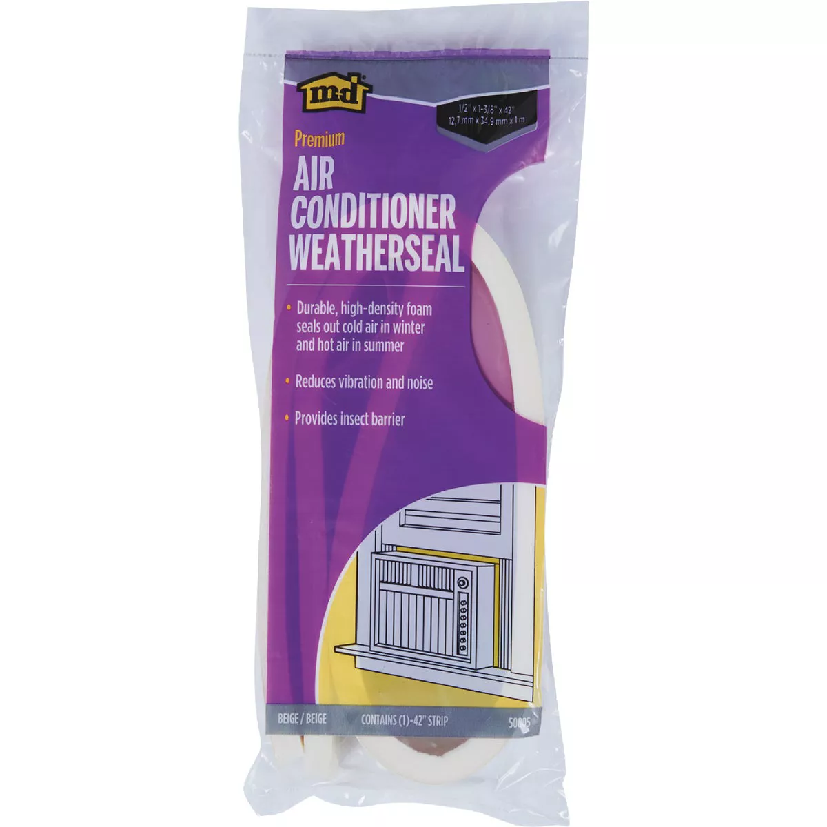 M-D Building Products 1/2 In. X 42 In. Beige Premium Air Conditioner Weatherseal for Window Units - photo 2