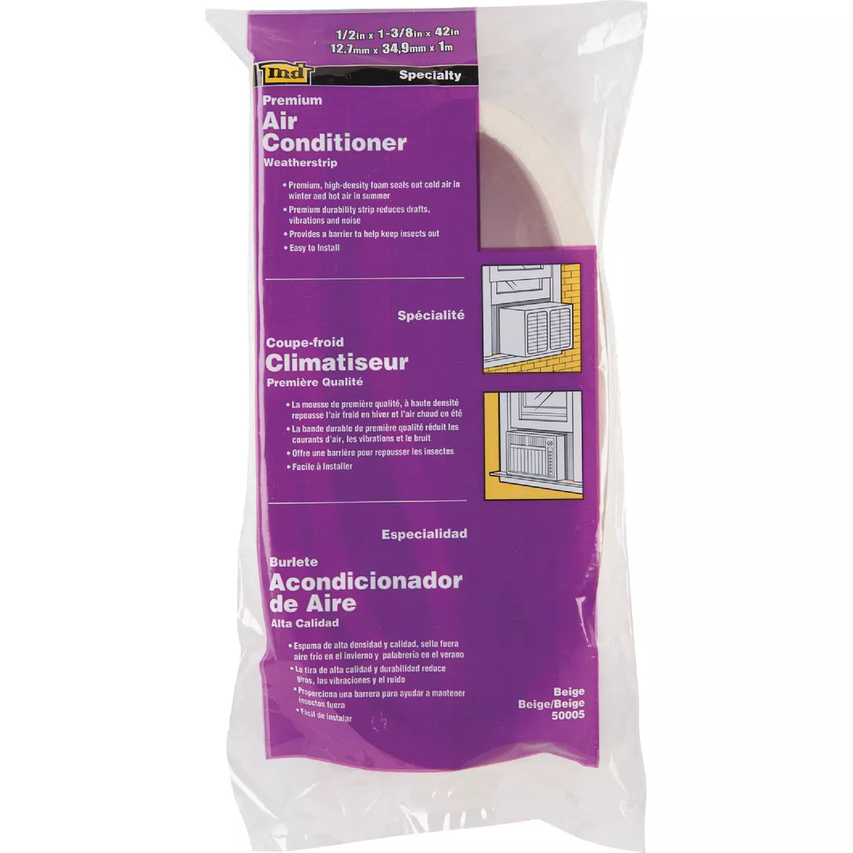 M-D Building Products 1/2 In. X 42 In. Beige Premium Air Conditioner Weatherseal for Window Units - photo 4
