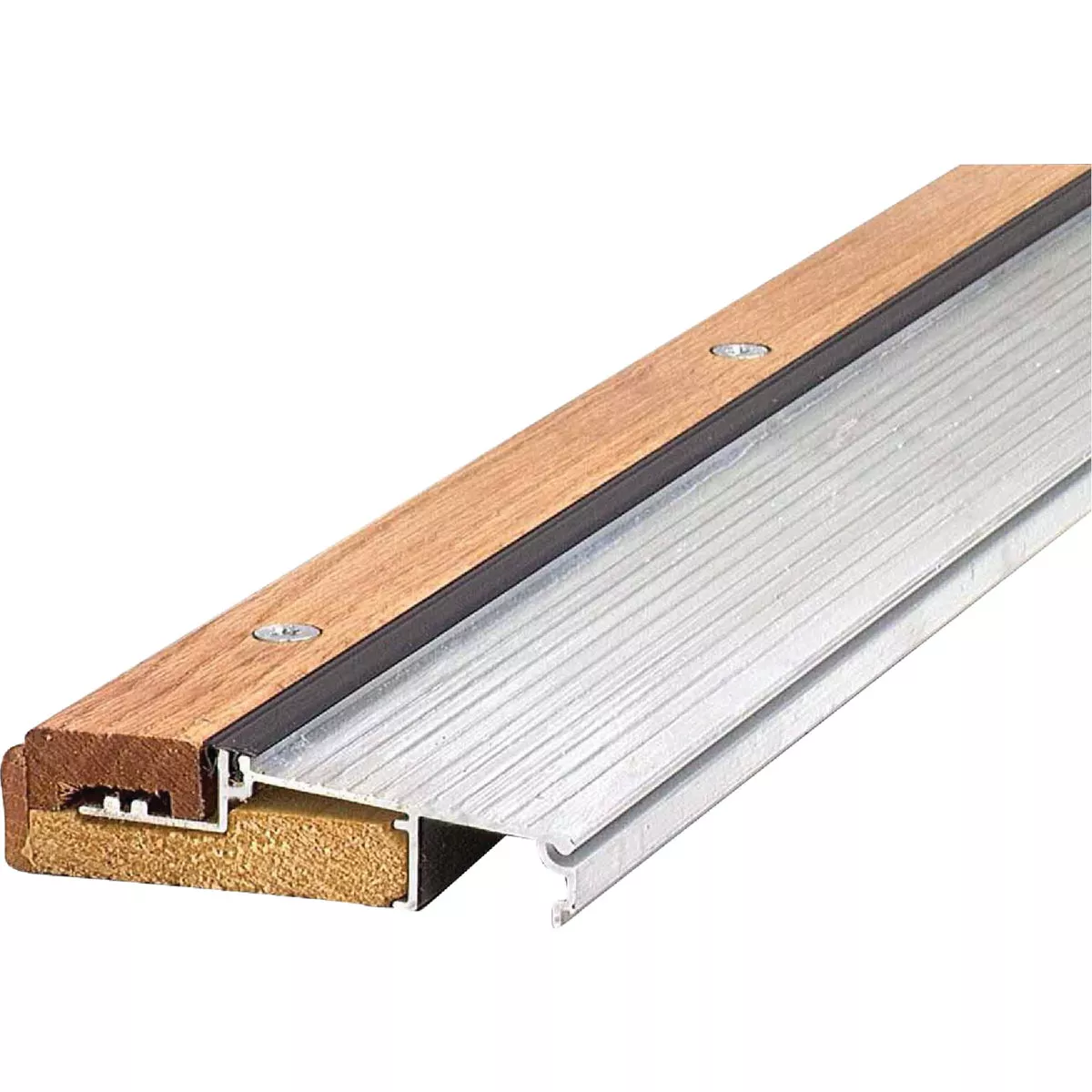 M-D Building Products 4-9/16 in. x 1-1/8 in. x 73 in. Silver Adjustable Aluminum & Hardwood Threshold