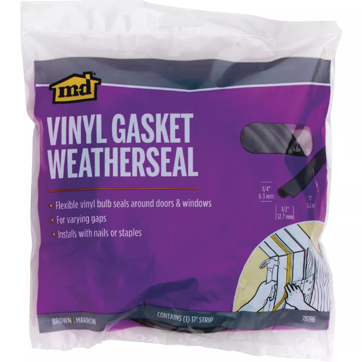 M-D Building Products 17 Ft. Brown Vinyl Gasket Weatherseal for Doors & Windows - photo 2