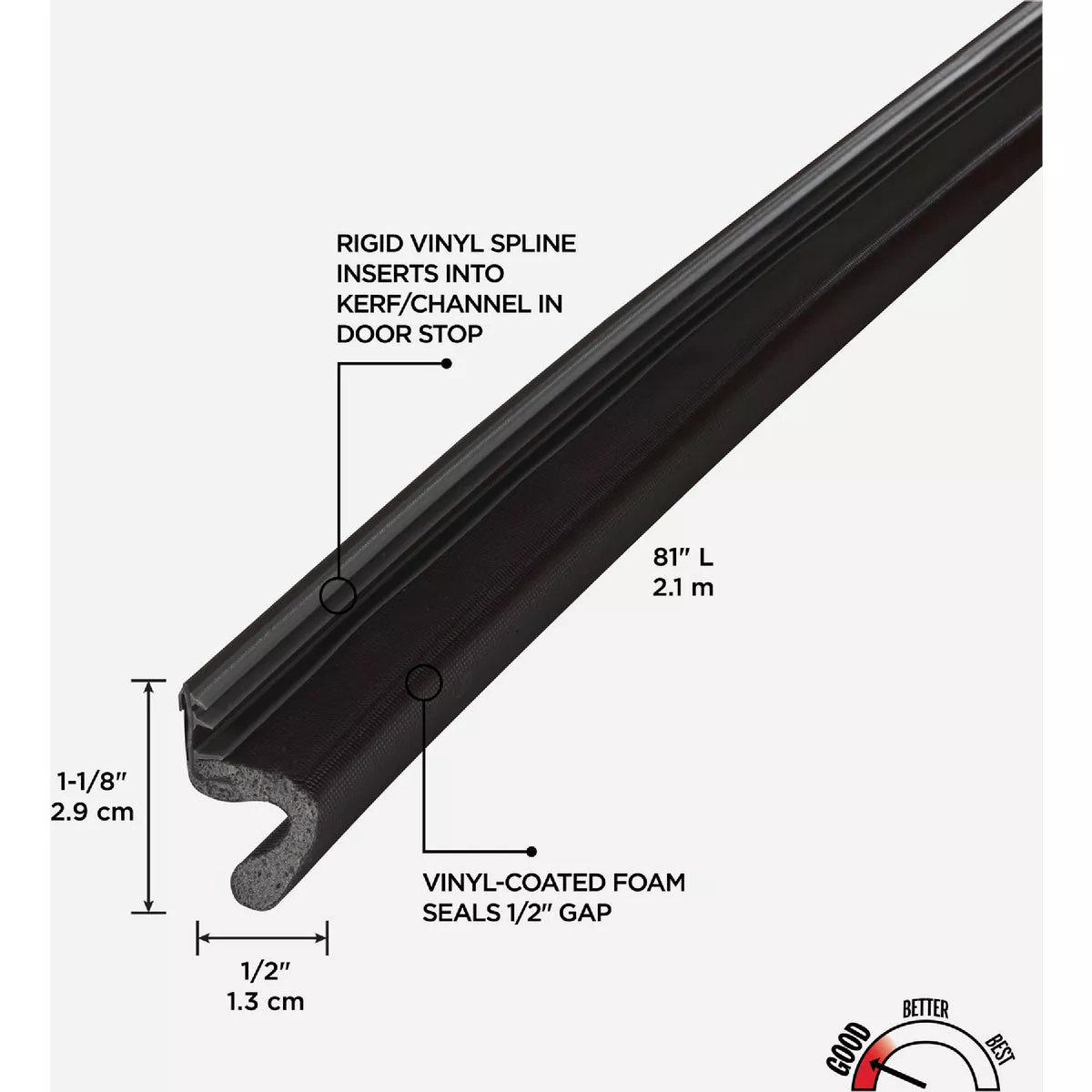 M-D Building Products 81 In. Brown Vinyl-coated Foam Top and Sides Door Seal for Doors with Kerf/Channel - photo 8