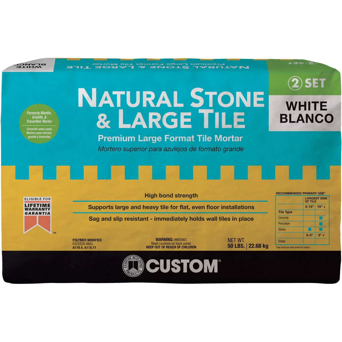 Custom Building Products 50 Lb. White Natural Stone & Large Format Tile Mortar