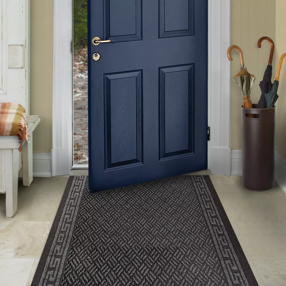 Multy Home Greek Key 26 In. x 60 Ft. Gray Carpet Runner, Indoor/Outdoor - photo 3