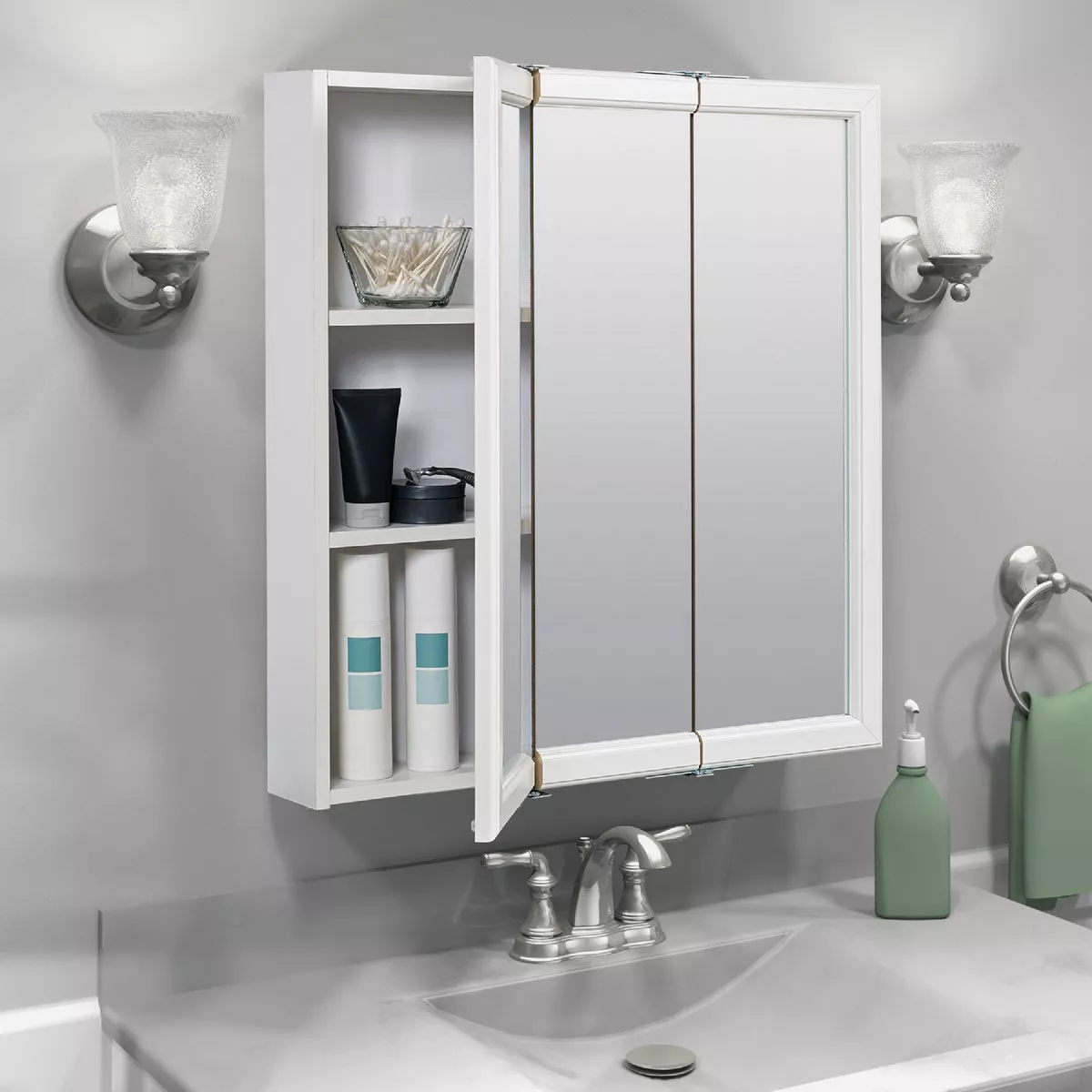 Zenith Zenna Home White 24 In. W x 28 In. H x 4.5 In. D Tri-View Surface Mount Medicine Cabinet - photo 4