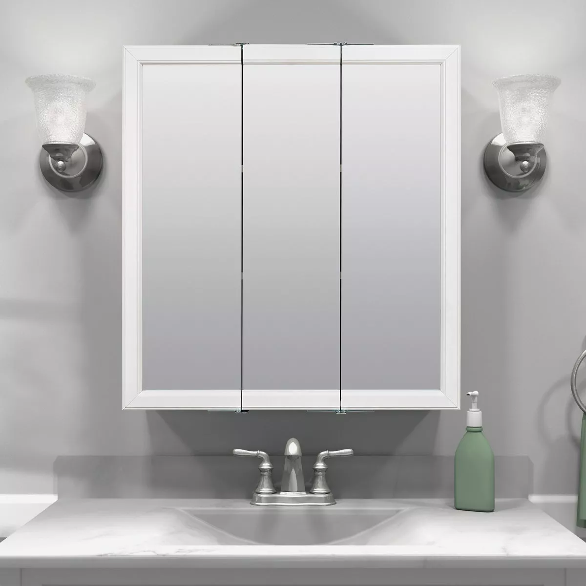 Zenith Zenna Home White 24 In. W x 28 In. H x 4.5 In. D Tri-View Surface Mount Medicine Cabinet - photo 3