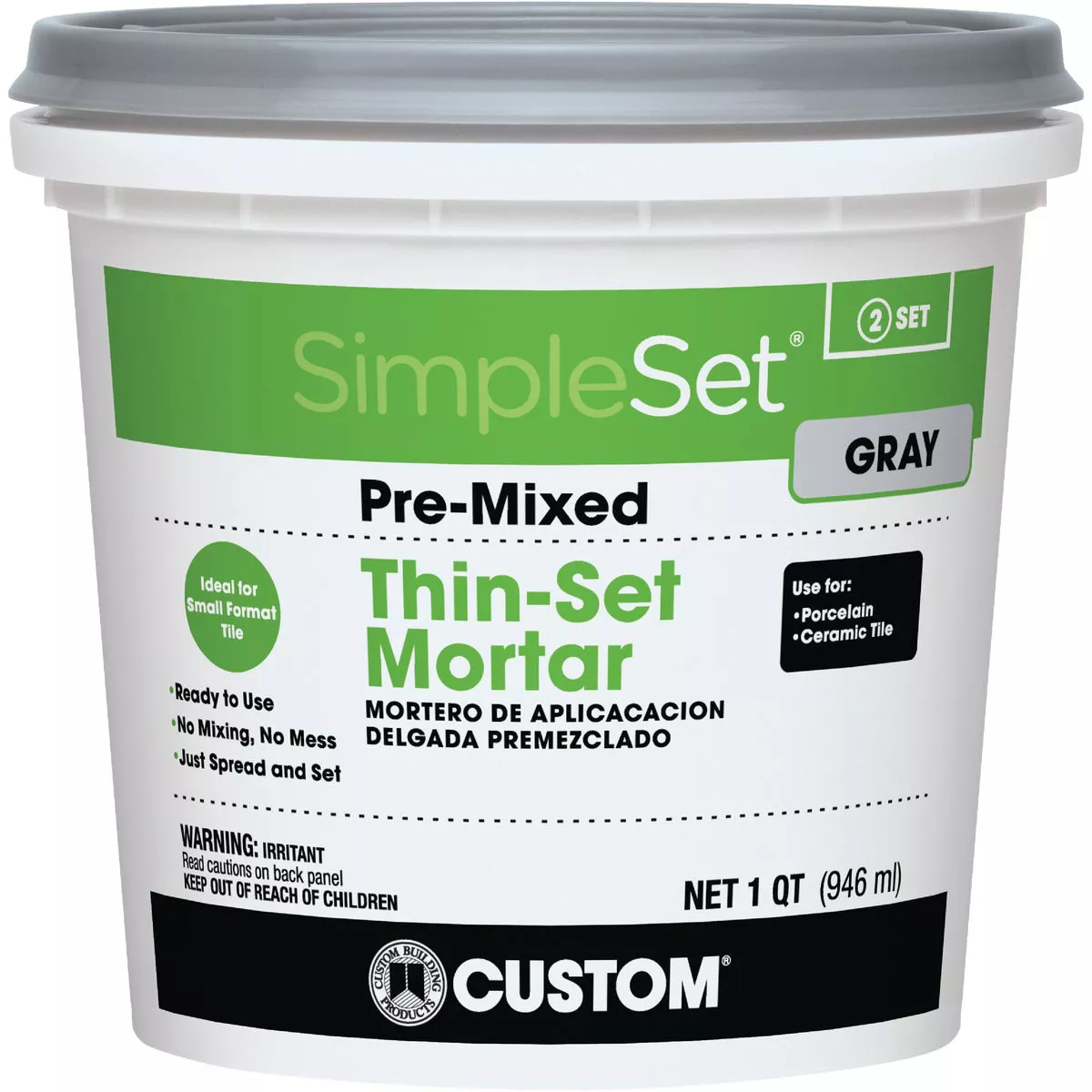 Custom Building Products SimpleSet Quart Gray Pre-Mixed Thin-Set Mortar
