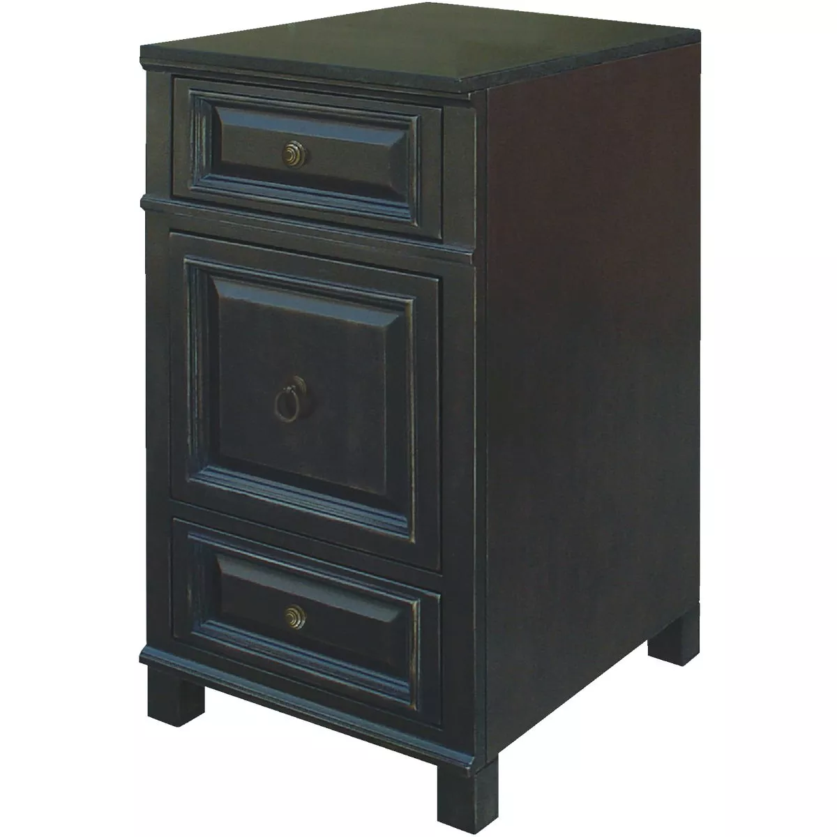 Sunny Wood Barton Hill 18 In. W x 21 In. D x 34 In. H x 21 In. D Black Onyx Linen Cabinet Base