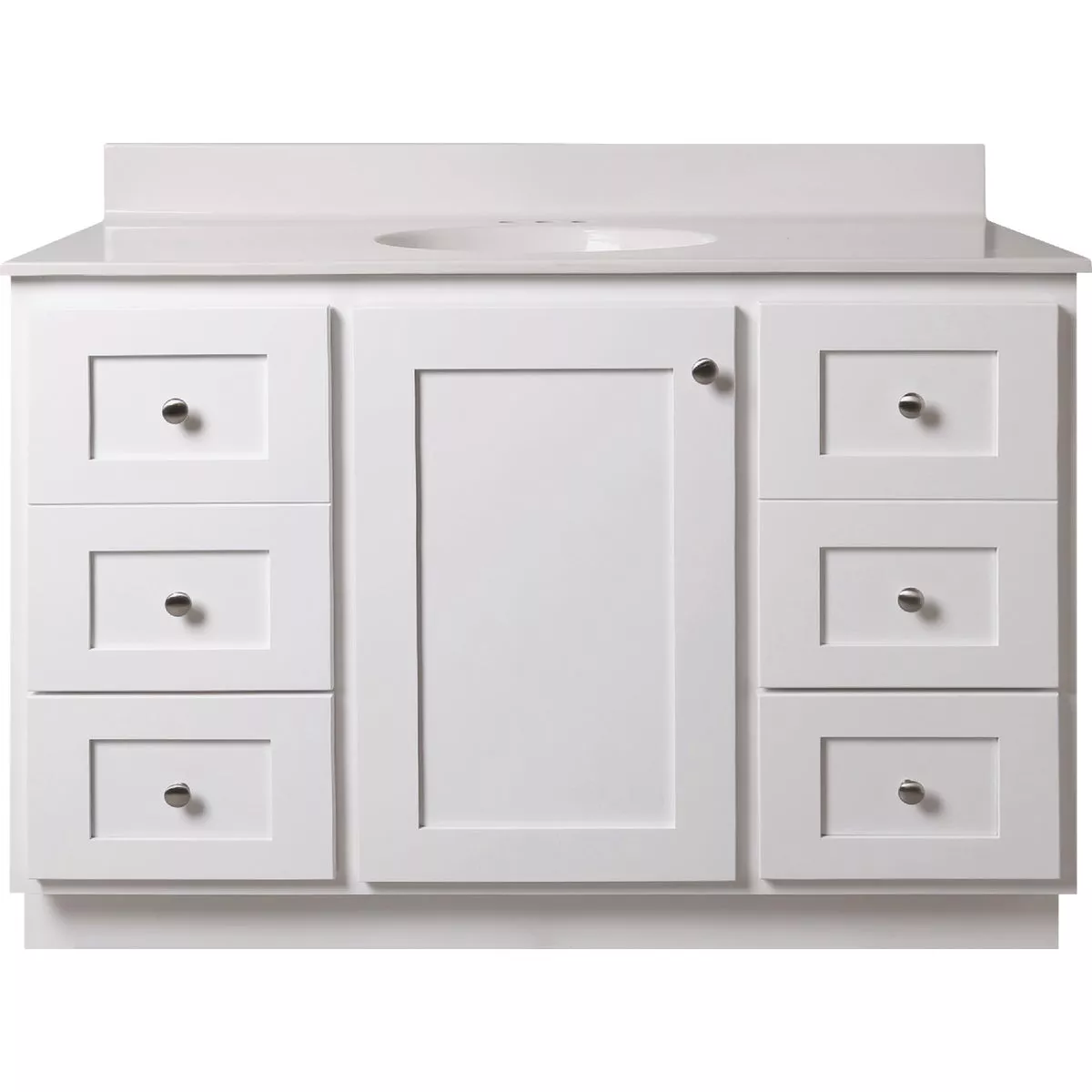 Bertch Storage Solutions 48 In. W x 34-1/2 In. H x 21 In. Deep White Vanity Base without Top, 3 Door/2 Drawer