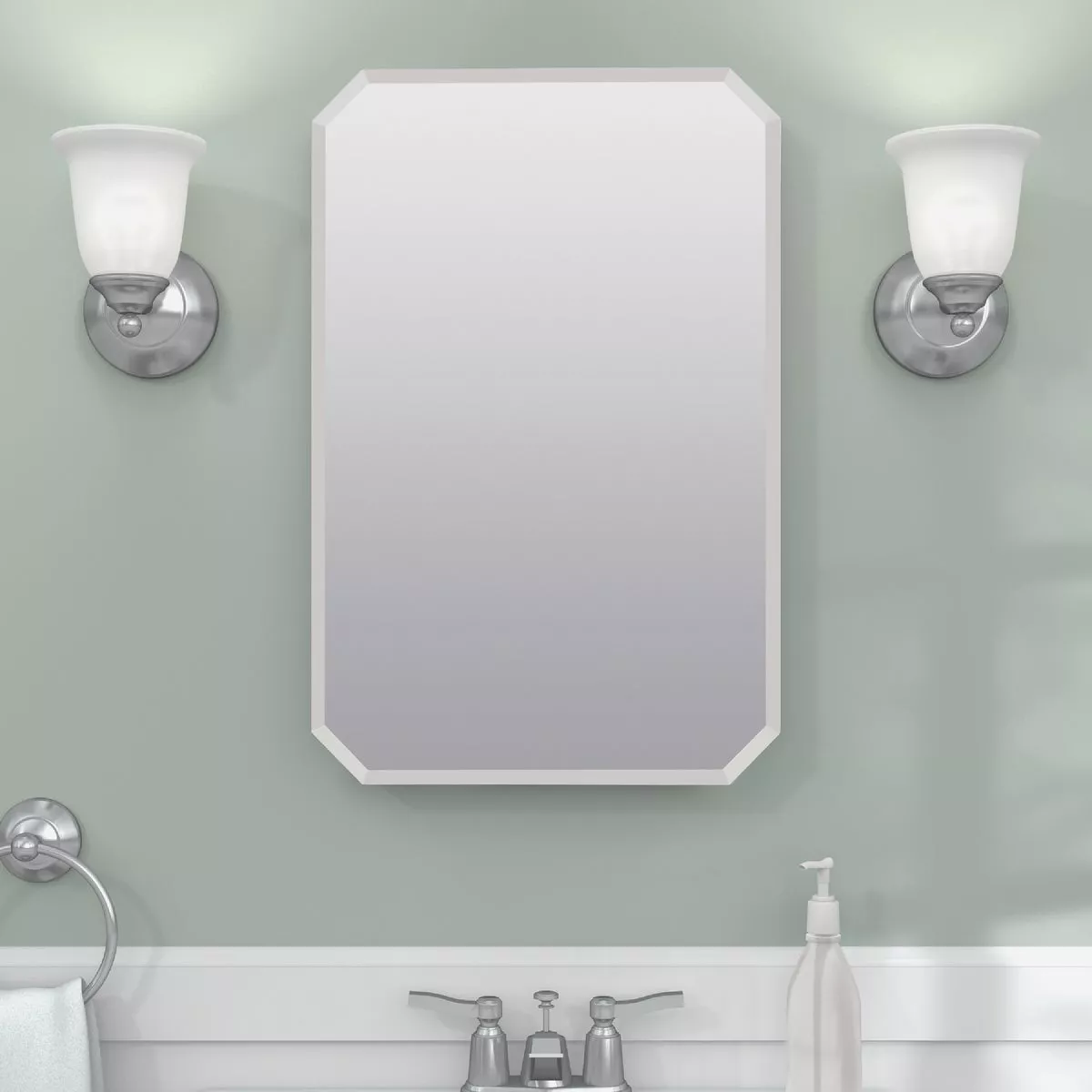 Zenith Frameless Beveled 16 In. W x 24 In. H x 4-1/2 In. D Single Mirror Surface/Recess Mount Octagon Medicine Cabinet - photo 2