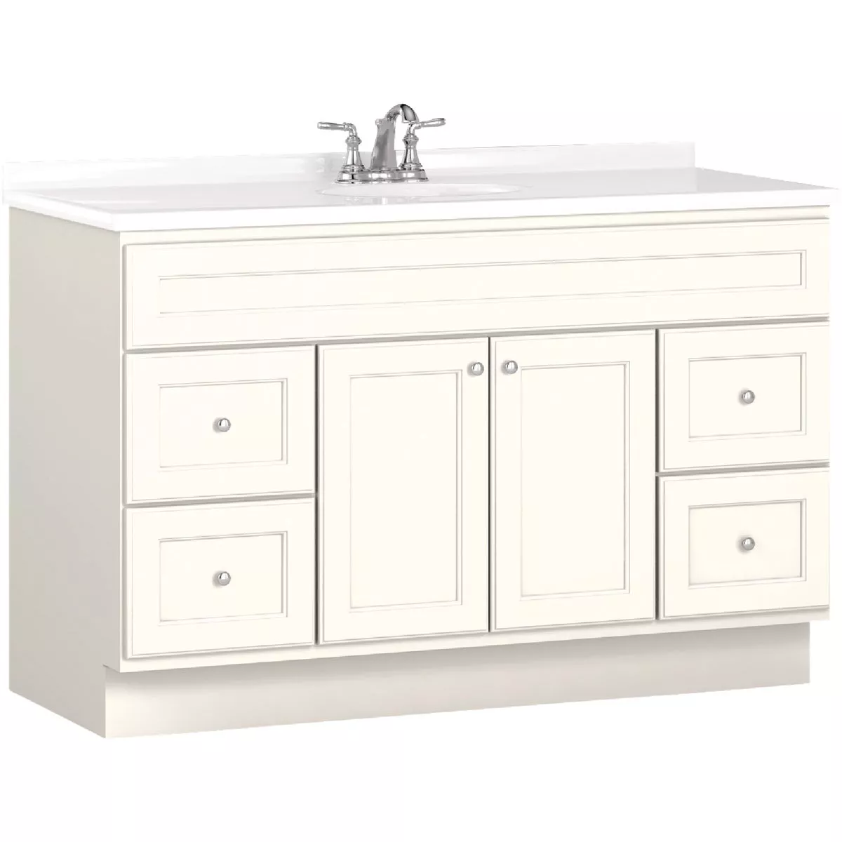 Bertch Northbrook 48 In. W x 34-1/2 In. H x 21 In. D White Vanity Base without Top, 2 Door/4 Drawer