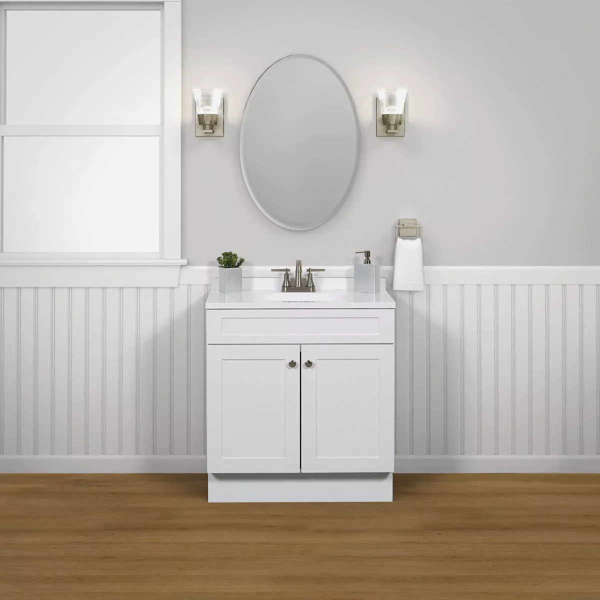 Zenith Zenna Home White 30 In. W x 35 In. H x 18 In. D Shaker Vanity with White Cultured Marble Top - photo 2