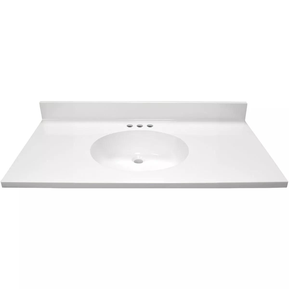 Modular Vanity Tops 37 In. W x 22 In. D Solid White Cultured Marble Flat Edge Single Sink Vanity Top with Oval Bowl - photo 2