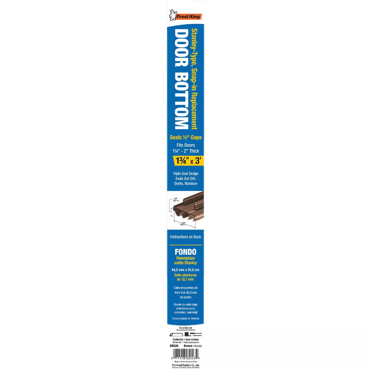 Frost King 1.75 In. W. x 0.50 In. H. x 36 In. L. Brown Vinyl Door Bottom For Stanley Door