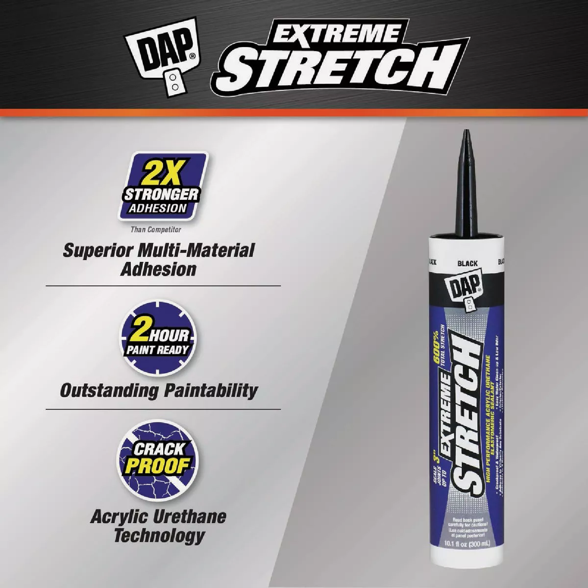 Dap Extreme Stretch 10.1 Oz. Black Acrylic Urethane Premium Elastomeric Sealant - photo 2