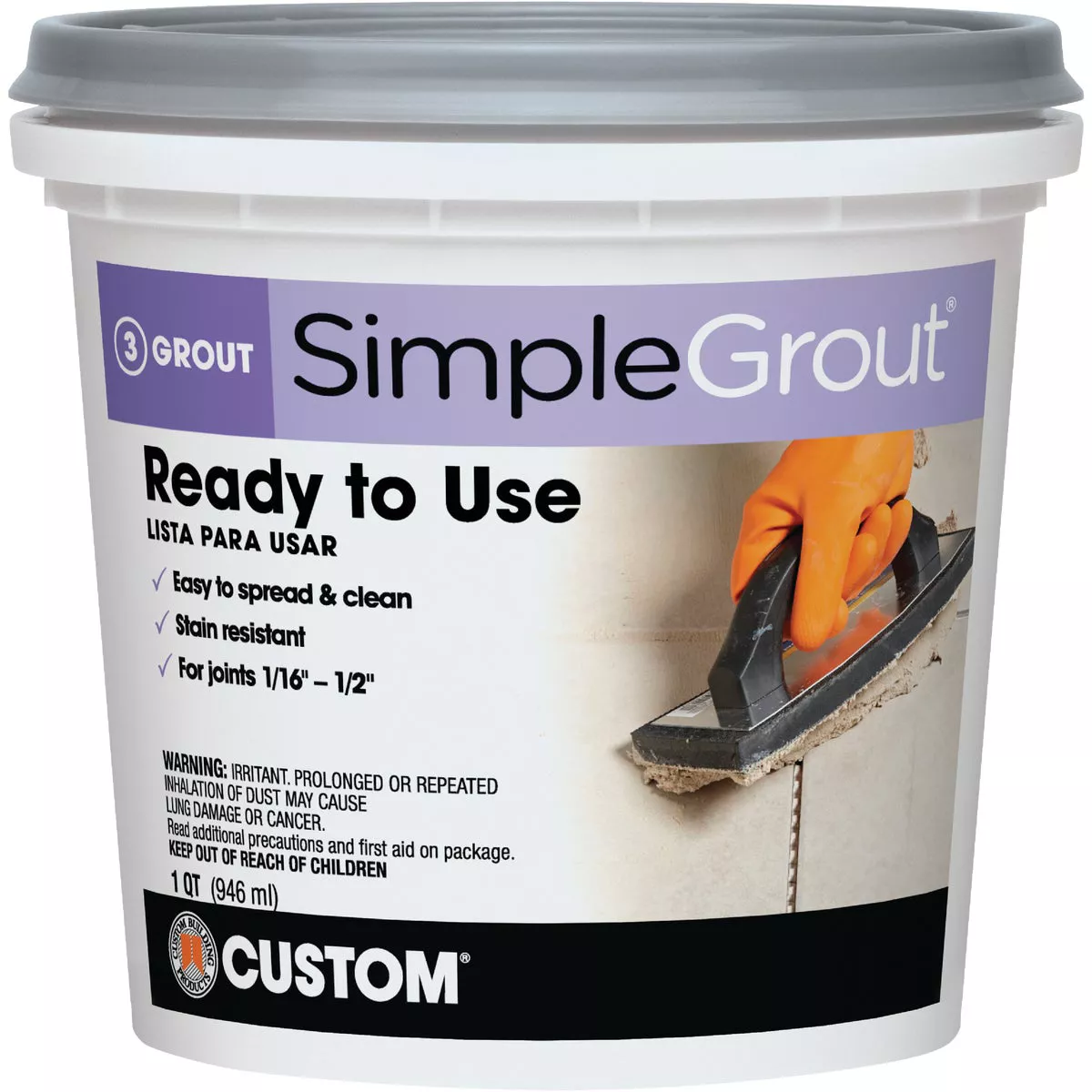 Custom Building Products Simplegrout Quart Delorean Gray Pre-Mixed Sanded Tile Grout - photo 2