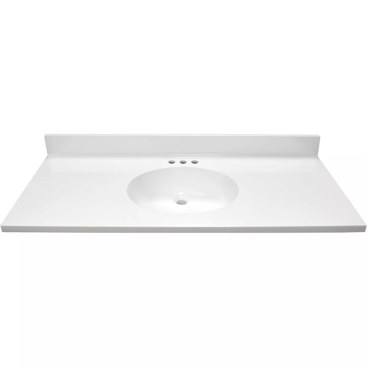 Modular Vanity Tops 49 In. W x 22 In. D Solid White Cultured Marble Flat Edge Single Sink Vanity Top with Oval Bowl - photo 2
