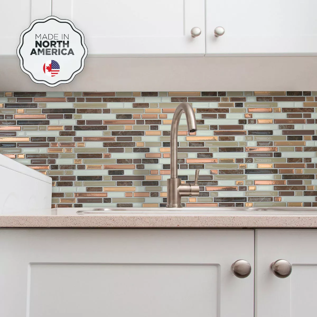 Smart Tiles Approx. 10 In. x 10 In. Glass-Like Vinyl Backsplash Peel & Stick, Bellagio Nola Mosaic (4-Pack) - photo 2