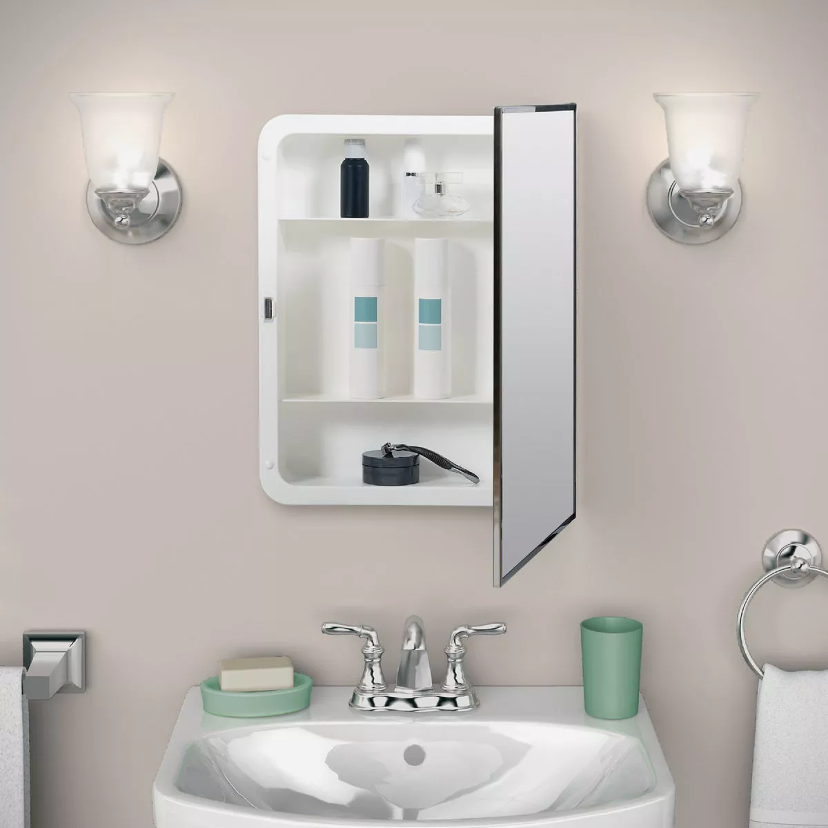 Zenith Stainless Steel 16.13 in W x 20.13 in H x 3.25 in D Single Mirror Surface/Recess Mount Medicine Cabinet - photo 6