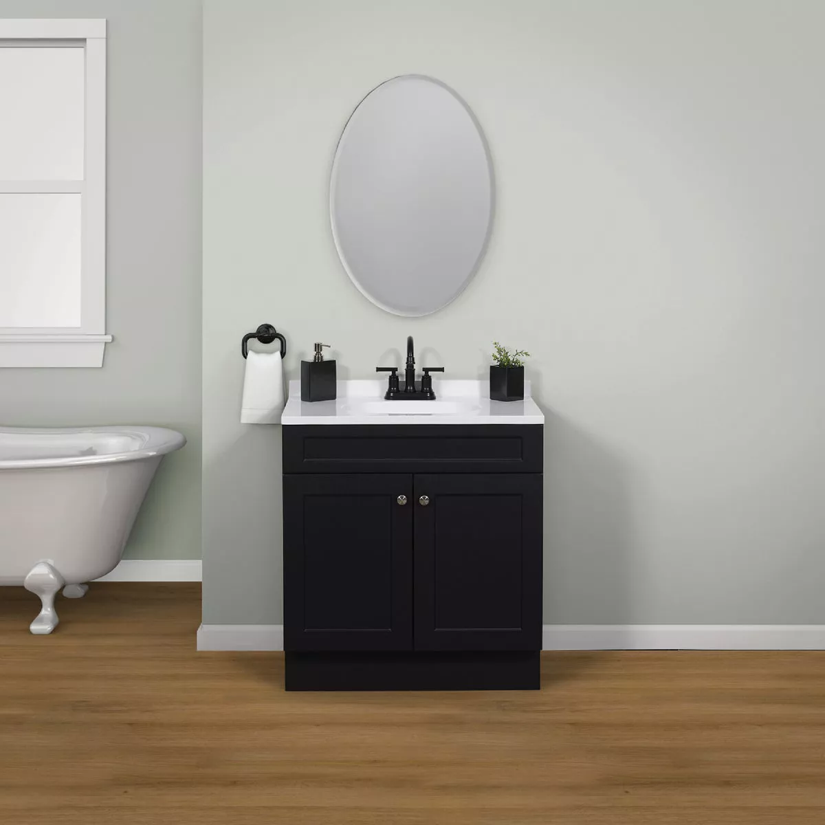 Zenith Zenna Home Espresso 30 In. W x 35 In. H x 18 In. D Shaker Vanity with White Cultured Marble Top - photo 2